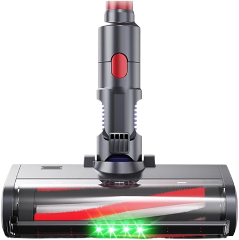 Floor Turbine Brush Head Quick Release 225mm wide with LED Lights Compatible for Dyson V7, V8, V10, V11 and V15 Carbon Fiber Brush Motorized Floor Spare Part Tool.
