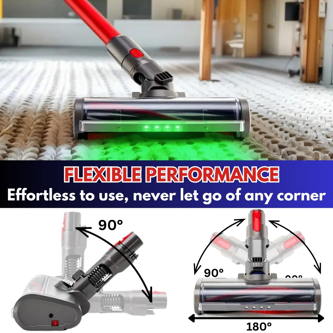 Floor Turbine Brush Head Quick Release 225mm wide with LED Lights Compatible for Dyson V7, V8, V10, V11 and V15 Carbon Fiber Brush Motorized Floor Spare Part Tool.