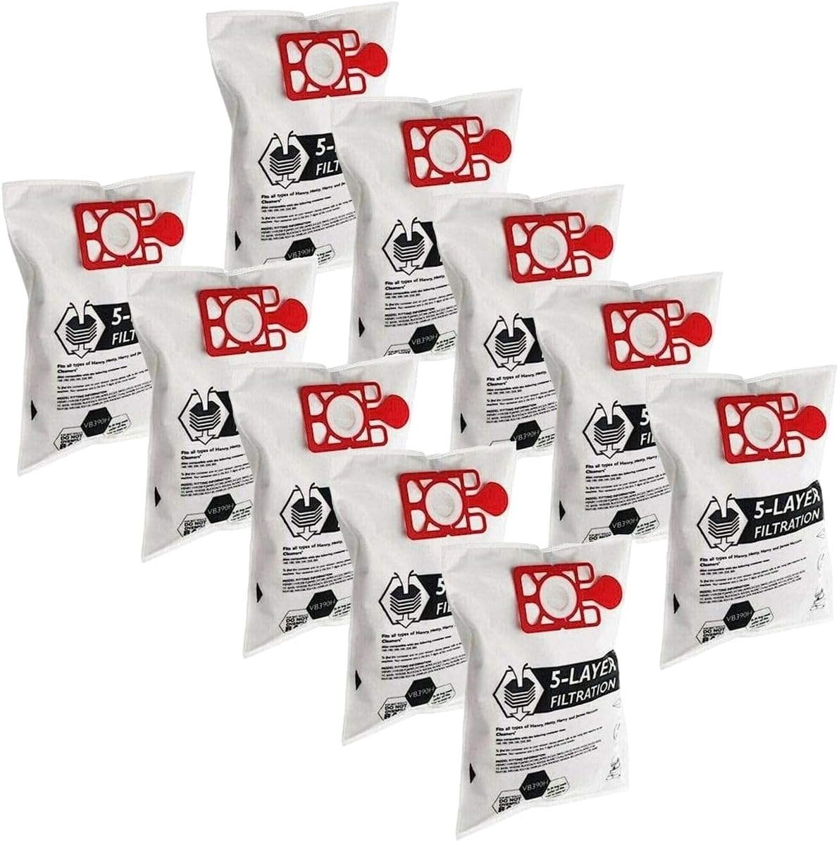 (Pack of 10) Replacement Henry Hoover Dust Bags Compatible with Numatic Henry Hoover Hetty James Basil David HVR200 HVC200 NRV200 Vacuum Cleaners Microfibre 5-layer Filtration Dust Bags Accessories