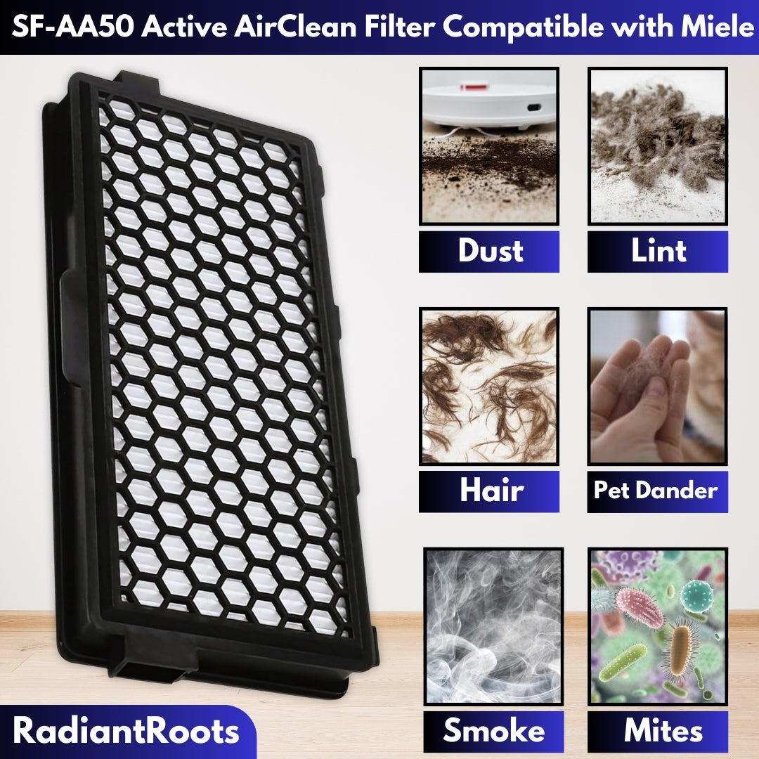 SF-AA50 Miele Active AirClean Filter with Timestrip Indicator Compatible with Complete C2 C3 Compact C1 S4 S5 S6 S8 S4000 S5000 S6000 S8000 Cleaner for Cat and Dog Vacuums