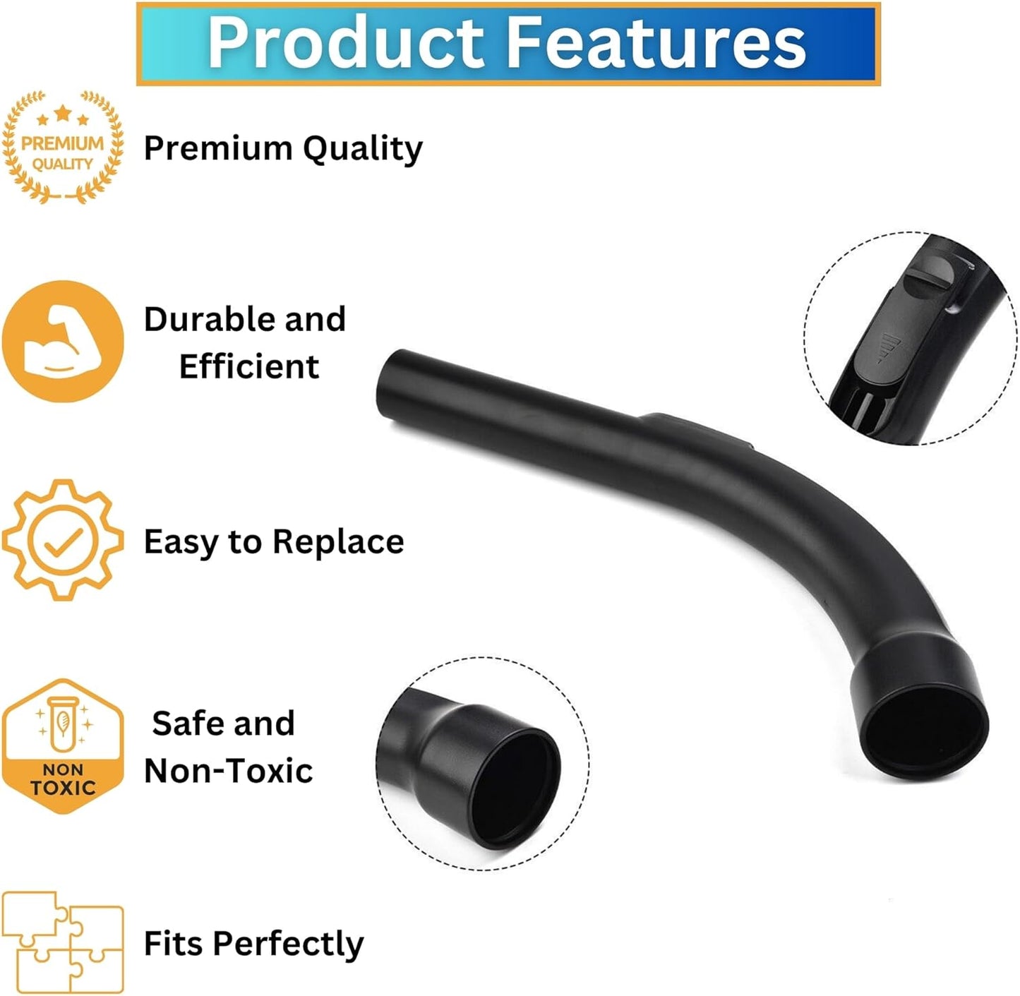 Curved Bent End Hose for Miele Curved 35mm Handle Compatible with Miele Cat & Dog S C1 C2 C3 Vacuum Hoover Hose Cleaner Wand Control Curved Handle Pipe Hose for Vacuum Control