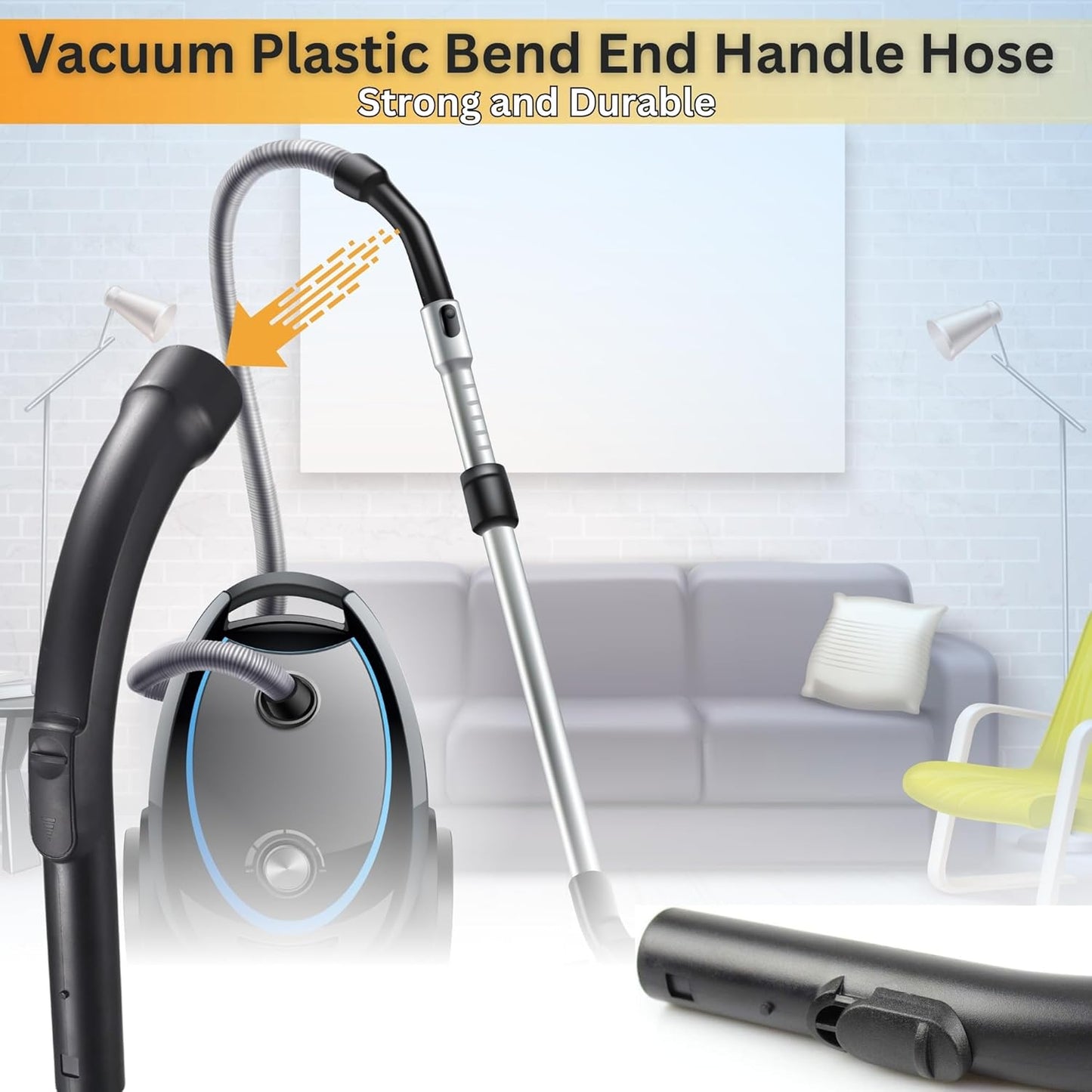 Curved Bent End Hose for Miele Curved 35mm Handle Compatible with Miele Cat & Dog S C1 C2 C3 Vacuum Hoover Hose Cleaner Wand Control Curved Handle Pipe Hose for Vacuum Control