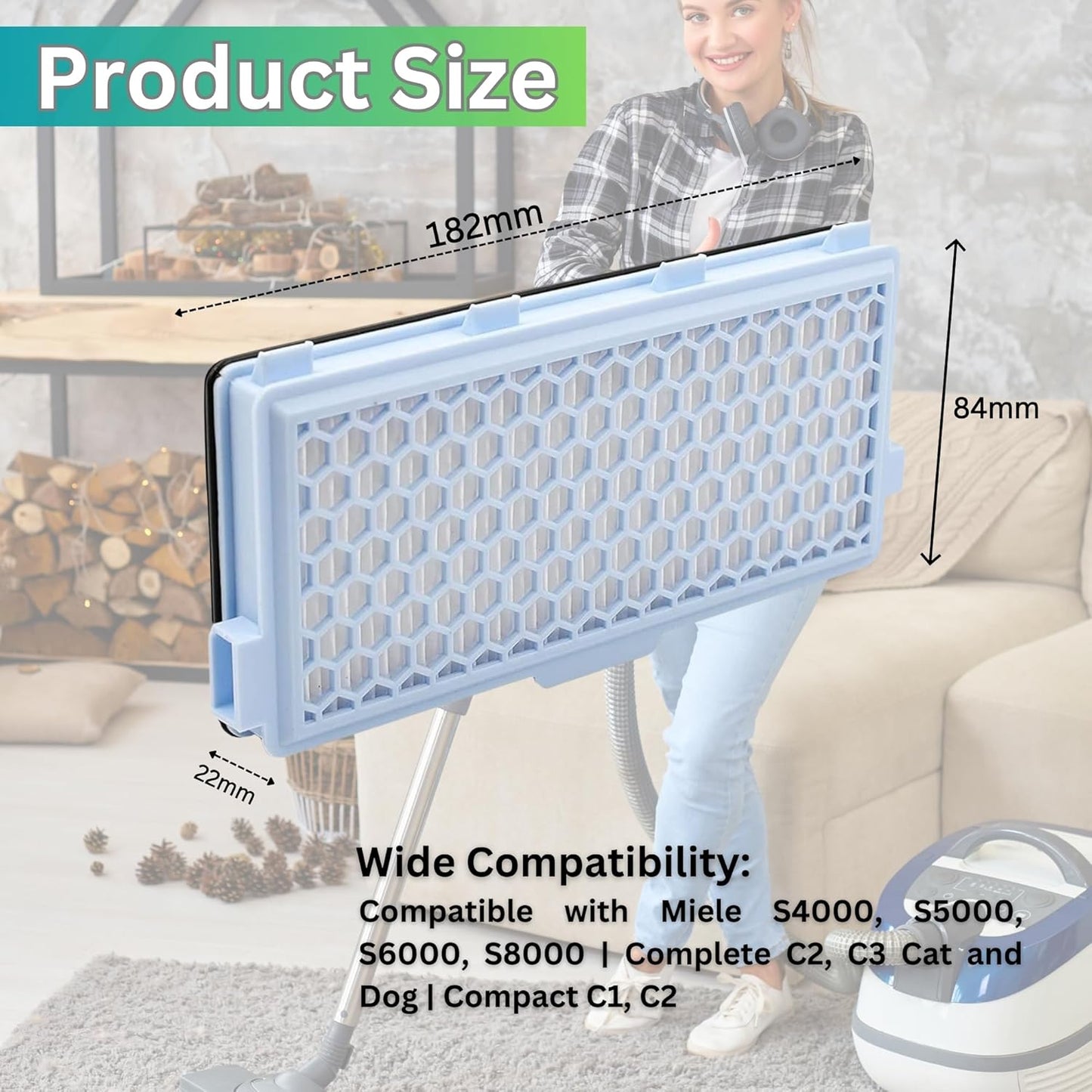 Replacement SF-HA 50 Hepa Airclean Filter Compatible with Miele S4000, S5000, S6000, S8000, Complete C2, C3, Compact C1, C2 Vacuum Cleaner.