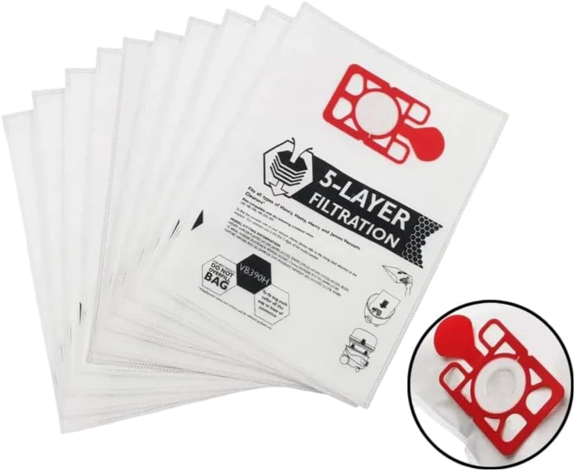 (Pack of 10) Replacement Henry Hoover Dust Bags Compatible with Numatic Henry Hoover Hetty James Basil David HVR200 HVC200 NRV200 Vacuum Cleaners Microfibre 5-layer Filtration Dust Bags Accessories
