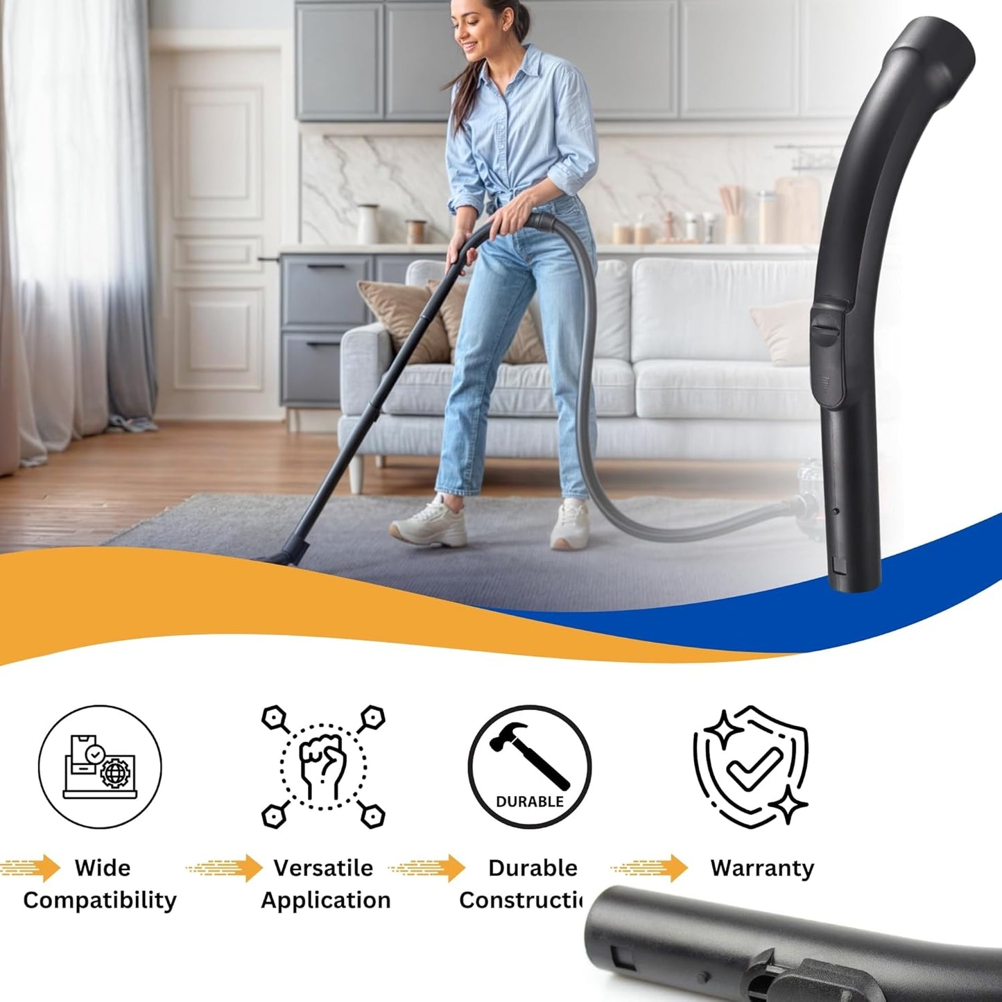 Curved Bent End Hose for Miele Curved 35mm Handle Compatible with Miele Cat & Dog S C1 C2 C3 Vacuum Hoover Hose Cleaner Wand Control Curved Handle Pipe Hose for Vacuum Control