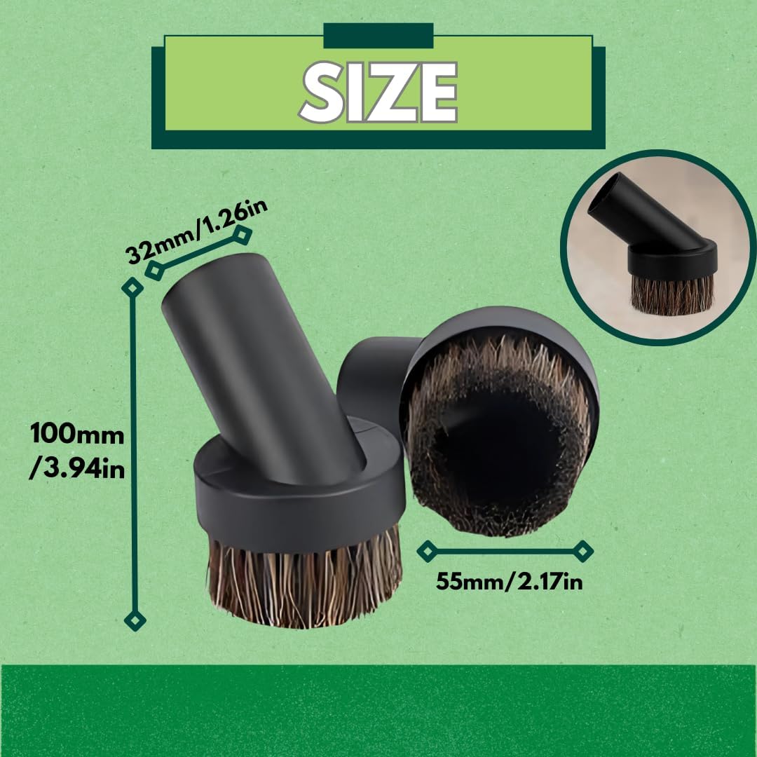 Replacement Brushes for Henry Hoover 2 Pcs of 32mm Universal Round Horse Hair Brushes for Henry Hetty Head Parts for Small Corner Cleaning Dusting Suction Nozzle Brushes