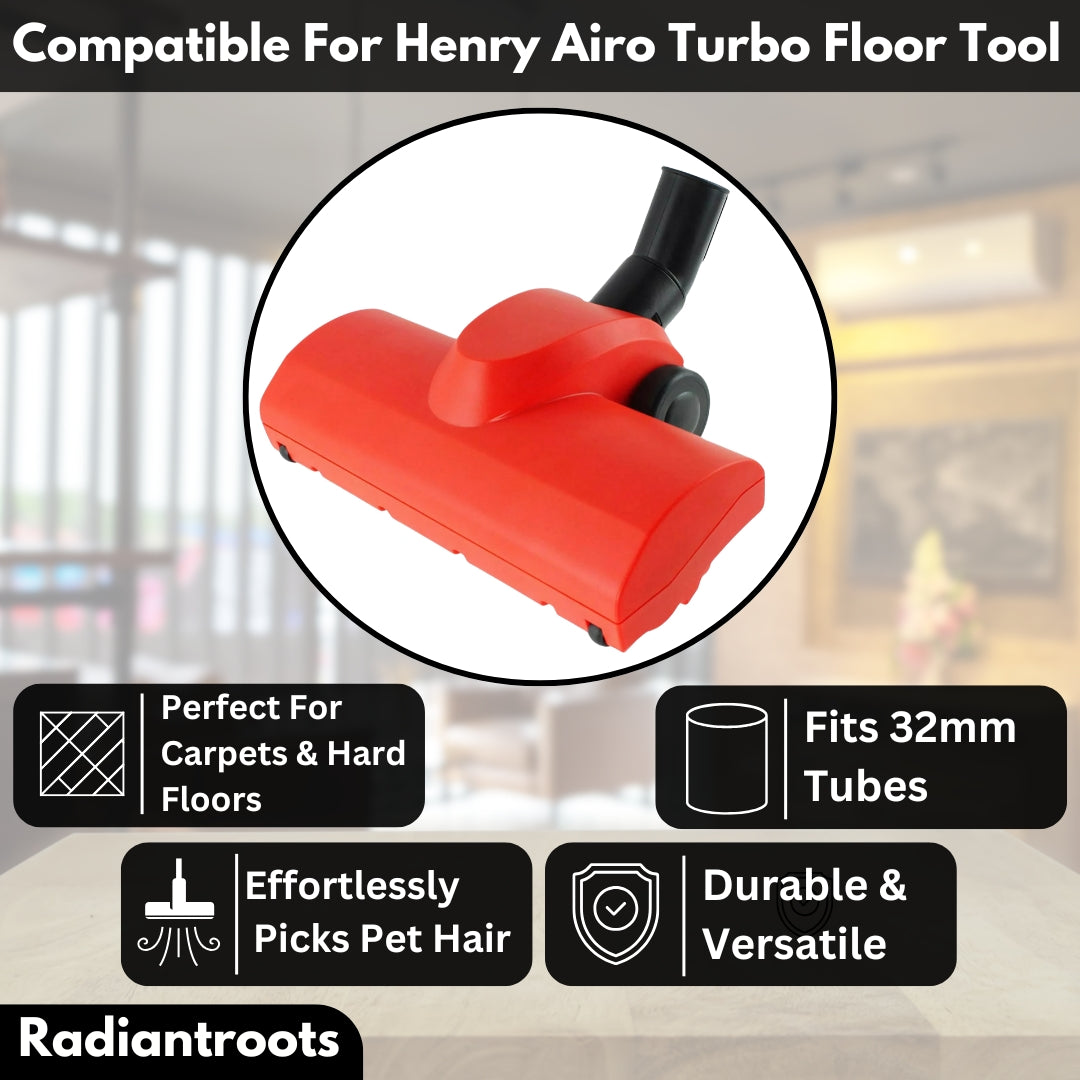 Replacement Henry Hoover Red Airo Turbo Brush Head 32mm Vacuum Brush Head 290mm Wide Compatible with Numatic Henry Harry Basil James George Hetty Vacuum Cleaners Brush Head Tool Accessories Part