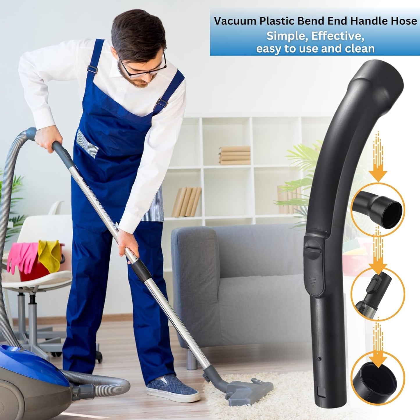 Curved Bent End Hose for Miele Curved 35mm Handle Compatible with Miele Cat & Dog S C1 C2 C3 Vacuum Hoover Hose Cleaner Wand Control Curved Handle Pipe Hose for Vacuum Control