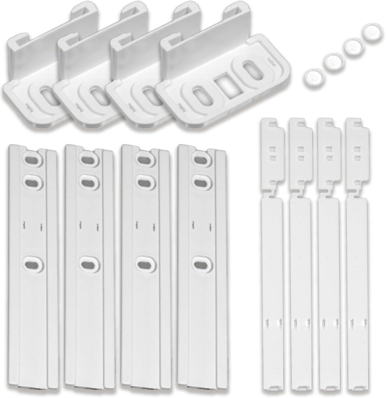 (Pack of 4) Universal Integrated Fridge Door Sliders Brackets Kit Installation Fixing Kit and Installation Sliding Mounting Bracket Fixing Kit Attaching to Fridge Doors