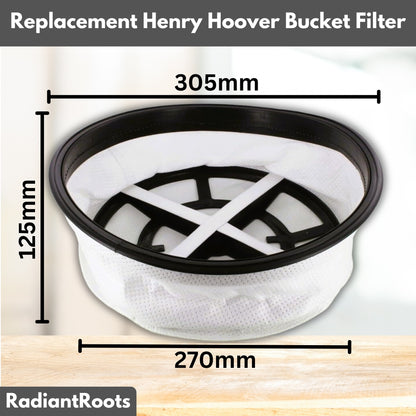Replacement Henry hoover Filter Bucket 305mm/ 12" Microfibre Round Filter Compatible with Numatic Henry Hoover Hetty Edward James Charles & George Vacuum Cleaner Attachment Spare Tool Acceessories