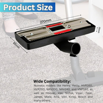 Vacuum Brush Head 32mm for Henry Hoover Head Compatible with Numatic Henry Hetty James NRV for Henry Hoover Attachments for Henry Head Spare Attachment Dual Pedal 270mm Floor and Carpet Tool Nozzle