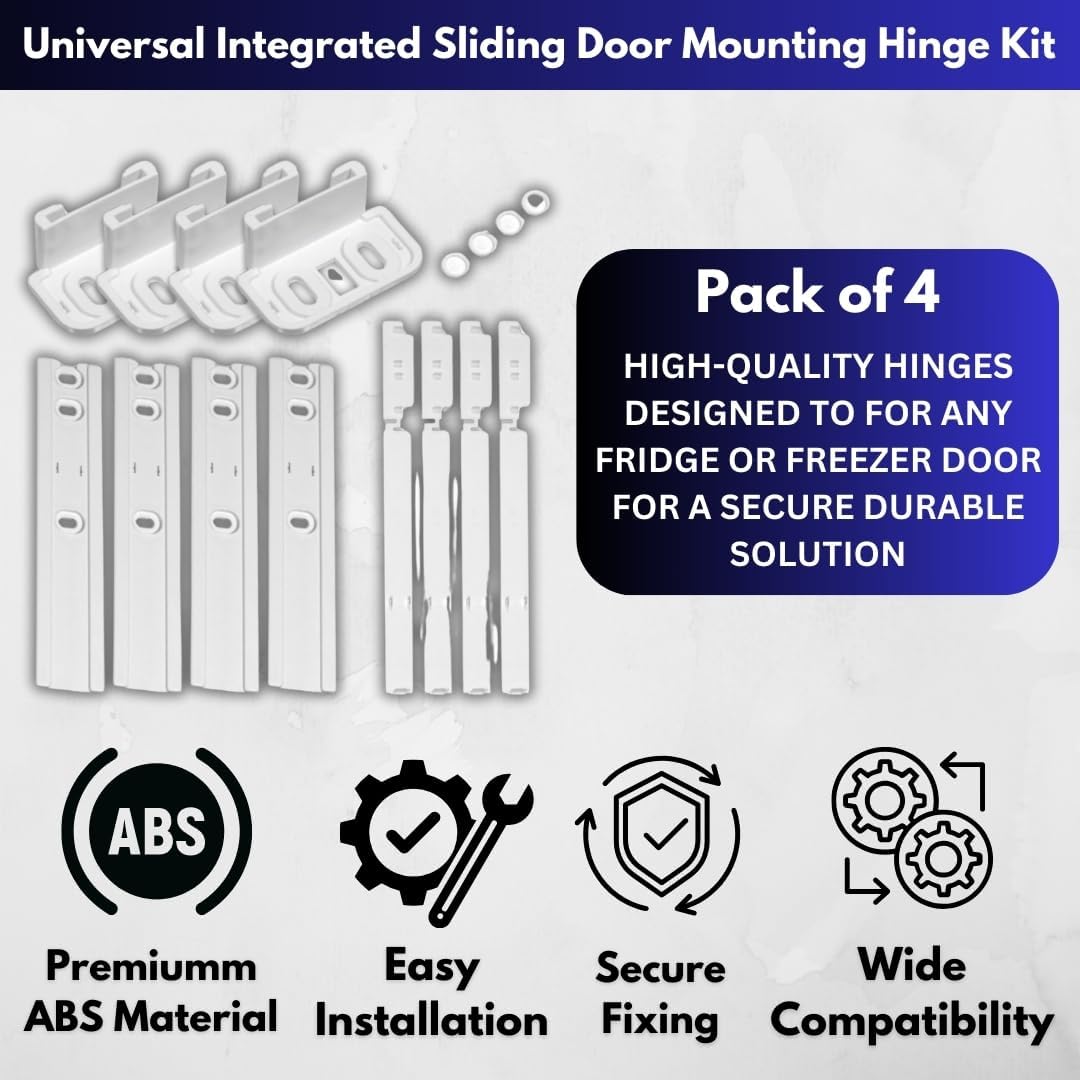(Pack of 4) Universal Integrated Fridge Door Sliders Brackets Kit Installation Fixing Kit and Installation Sliding Mounting Bracket Fixing Kit Attaching to Fridge Doors
