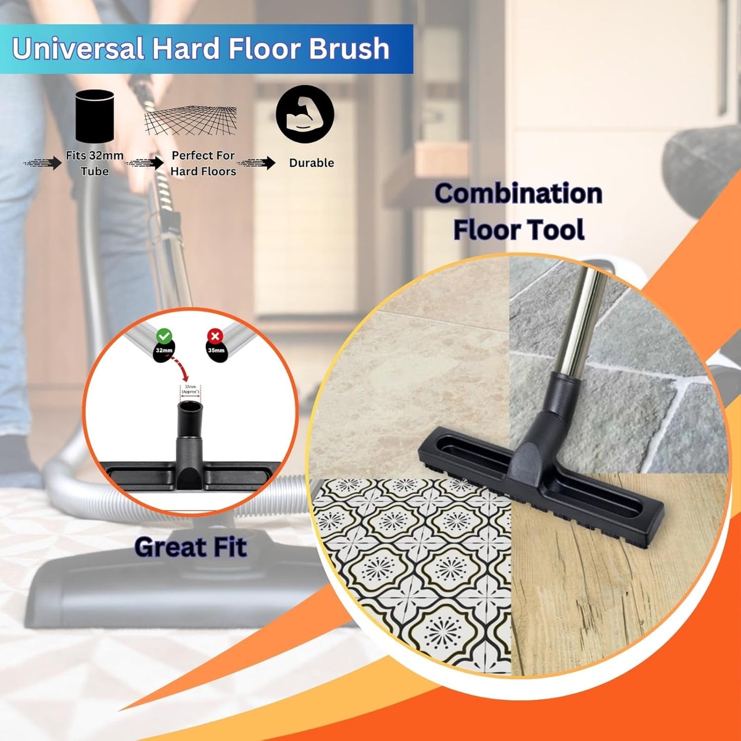 Replacement Henry Hoover Head Hard Floor Brush Head Part 32mm Fitting, 300mm Wide Compatible with Numatic Henry Hetty Harry Vax and Hoover Vacuum Cleaners Accessories Spare Tool Nozzle
